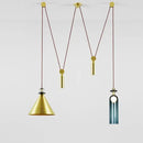 Modern geometric brass & black glass pendant light dining room