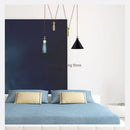 Modern geometric brass & black glass pendant light dining room
