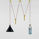 Modern geometric brass & black glass pendant light dining room