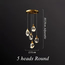 Modern geometric brass diamond crystal led chandelier dining room