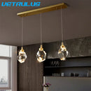 Modern geometric brass diamond crystal led chandelier dining room
