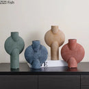 Modern geometric ceramic vase set of 4 living room decor