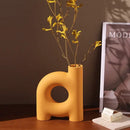 Modern geometric ceramic vase yellow & terracotta living room decor