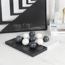 Modern geometric chess ornament set black & white living room decor