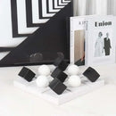 Modern geometric chess ornament set black & white living room decor