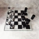 Modern geometric crystal chess set living room decor clear & black