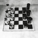 Modern geometric crystal chess set living room decor clear & black