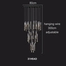 Modern geometric crystal chrome led chandelier living room pendant light