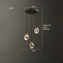Modern geometric crystal copper black led chandelier dining room