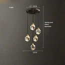 Modern geometric crystal copper black led chandelier dining room