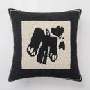 Modern geometric embroidered cushion cover black & cream living room