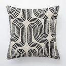 Modern geometric embroidered cushion cover black & cream living room