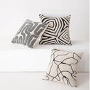 Modern geometric embroidered cushion cover black & cream living room