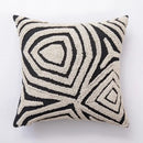 Modern geometric embroidered cushion cover black & cream living room