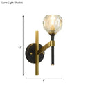 DecorBites™ Modern Geometric Flush Black Wall Sconce with Crystal Accent - 1 Light Fixture