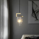 Modern geometric gold & clear crystal led ceiling chandelier bedroom