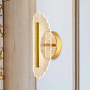 Modern geometric gold sconce light – living room grid pattern