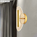 Modern geometric gold sconce light – living room grid pattern