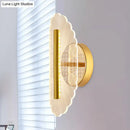 Modern geometric gold sconce light – living room grid pattern