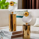 Modern geometric golden ball frosted glass sculpture living room decor