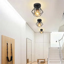 Modern geometric iron frame cage ceiling light for aisle and loft