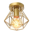 Modern geometric iron frame cage ceiling light for aisle and loft