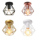 Modern geometric iron frame cage ceiling light for aisle and loft