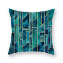 Modern geometric leaf flower pillowcase teal & blue living room decor