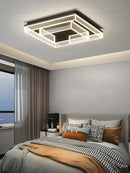 Modern geometric led black chandelier acrylic ceiling lamp living room