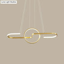Modern geometric led dining room light in black & gold warm white light