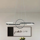 Modern geometric led dining room light in black & gold warm white light