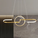 Modern geometric led dining room light in black & gold warm white light