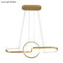 Modern geometric led dining room light in black & gold warm white light