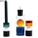 Modern geometric orange & black crystal candle holders dining room