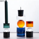 Modern geometric orange & black crystal candle holders dining room