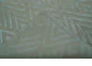 Modern Geometric Pattern Ivory And Beige Hand Knotted 9x12 Area Rug