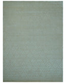 Modern Geometric Pattern Ivory And Beige Hand Knotted 9x12 Area Rug