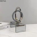 Modern geometric ring chair gold & chrome statue living room decor