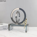 Modern geometric ring chair gold & chrome statue living room decor