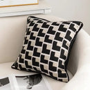 Modern geometric texture black & off-white cushion cover living room