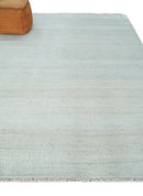 Modern Geometric Trellis Scandinavian 8x10 Hand Knotted  Silver, Ivory and Gray Wool Area Rug | TRDCP955810