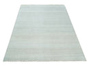 Modern Geometric Trellis Scandinavian 8x10 Hand Knotted  Silver, Ivory and Gray Wool Area Rug | TRDCP955810