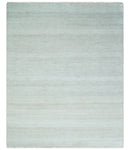 Modern Geometric Trellis Scandinavian 8x10 Hand Knotted  Silver, Ivory and Gray Wool Area Rug | TRDCP955810