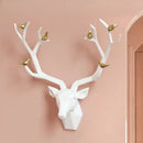 Modern geometric white and gold deer head wall decor living room