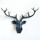 Modern geometric white and gold deer head wall decor living room