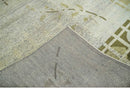 Modern Geometrical 4.6x6.6 Olive, Ivory and Charcoal Floral Hand Knotted Wool and Silk Area Rug