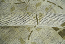 Modern Geometrical 4.6x6.6 Olive, Ivory and Charcoal Floral Hand Knotted Wool and Silk Area Rug