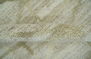 Modern Geometrical 5.3x7.8 Ivory and Beige Hand Knotted wool area rug