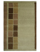 Modern Geometrical Beige, Brown and olive 4x6 Hand Knotted Wool Area Rug