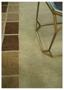 Modern Geometrical Beige, Brown and olive 4x6 Hand Knotted Wool Area Rug